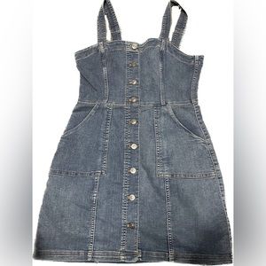 H&M denim button down dress with pockets.